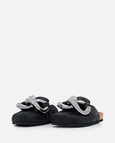 Shop Jw Anderson Chain Suede Loafers In Black