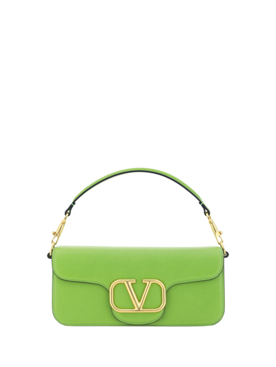valentino valentino garavani rockstud spike large leather shoulder bag, Valentino Garavani Locò Shoulder Bag In Chartreuse