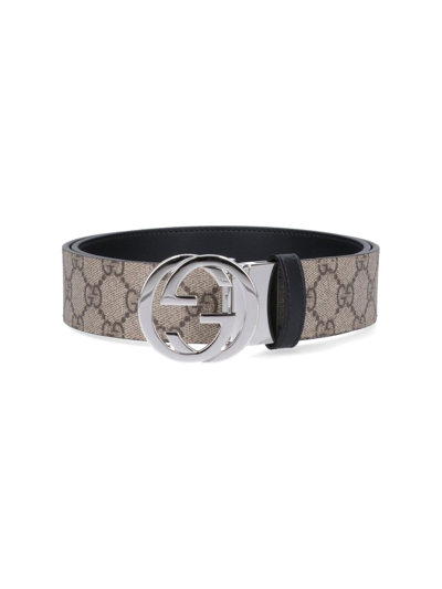 Shop Gucci Reversible Belt Gg Supreme In Beige