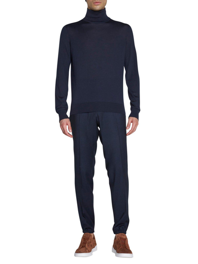 Shop Ermenegildo Zegna Roll-neck Knit Jumper In Blue