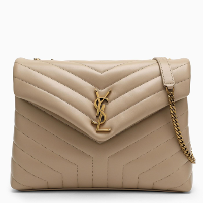 Saint Laurent Women's Loulou Matelassé Leather Shoulder Bag Dark Beige