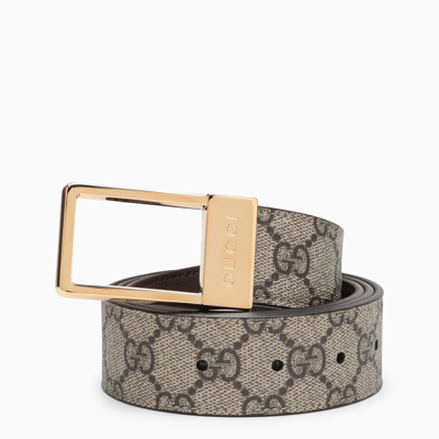 Shop Gucci Gg Belt With Gold Buckle In White