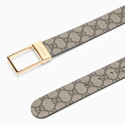 Shop Gucci Gg Belt With Gold Buckle In White