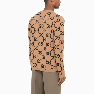 Shop Gucci Sweater In Wool Gg Camel In White
