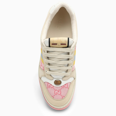 Shop Gucci Screener Beige\/pink Low Trainer In White