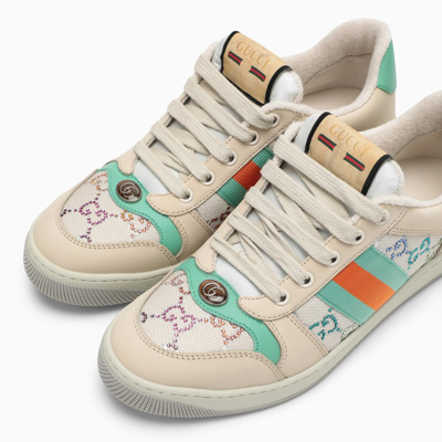 Shop Gucci Screener Sneaker Beige In White