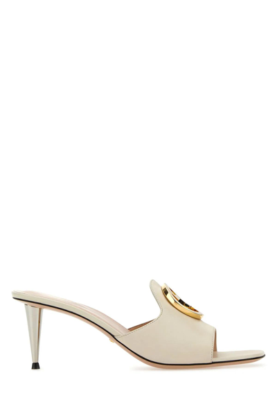 Shop Gucci Ivory Leather Blondie Mules In White