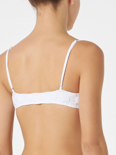 Mc2 Saint Barth Woman White Check Terry Bralette Swimsuit