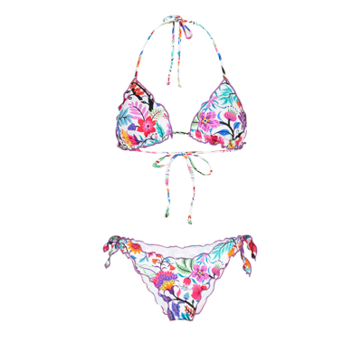 Mc2 Saint Barth Woman Triangle Top With Flower Print In White