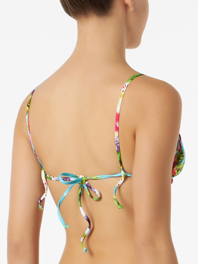 Mc2 Saint Barth Woman Triangle Top With Ibiscus Print In Blue