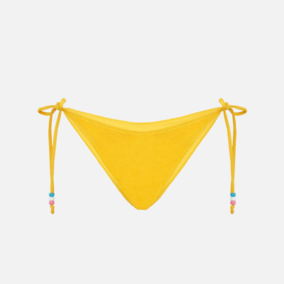 Mc2 Saint Barth Woman Terry Swim Briefs With Charms In Yellow