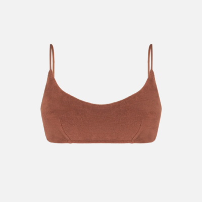 Mc2 Saint Barth Woman Terry Brown Bralette Swimsuit In Brown