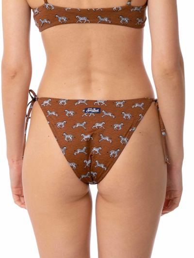 Mc2 Saint Barth Woman Swim Briefs With Zebra Print In Brown