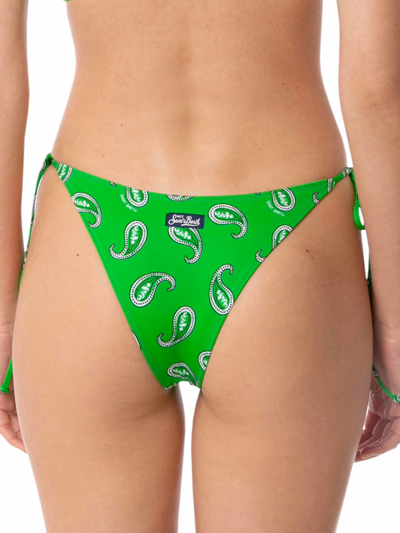 Shop Mc2 Saint Barth Woman Swim Briefs With Paisley Print In Green