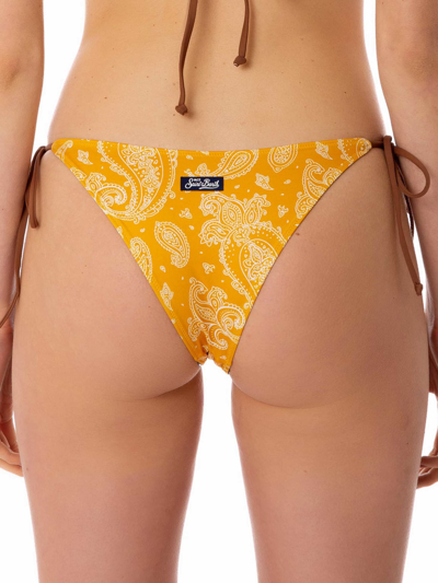 Mc2 Saint Barth Woman Swim Briefs With Paisley Print In Yellow