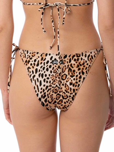 Shop Mc2 Saint Barth Woman Swim Briefs With Leopard Print In Brown