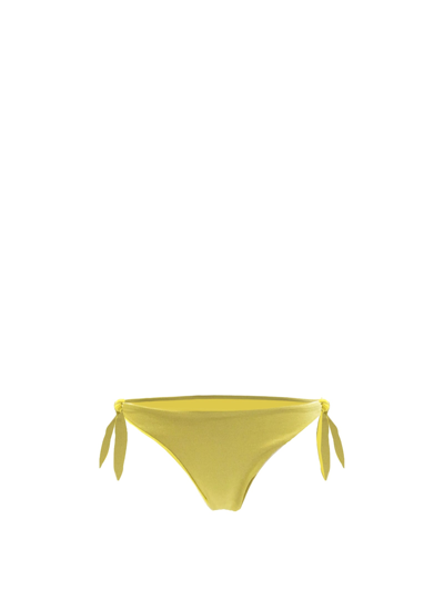 Shop Mc2 Saint Barth Woman Swim Briefs With Adjustable Side Laces In Yellow