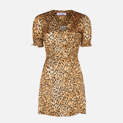 Mc2 Saint Barth Woman Short Dress With Leopard Print In Brown