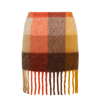 Mc2 Saint Barth Woman Skirt With Fringes In Brown