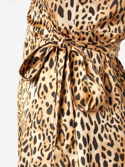 Mc2 Saint Barth Woman Short Dress With Leopard Print In Brown