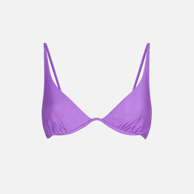 Mc2 Saint Barth Woman Shiny Violet V-wired Top In Purple
