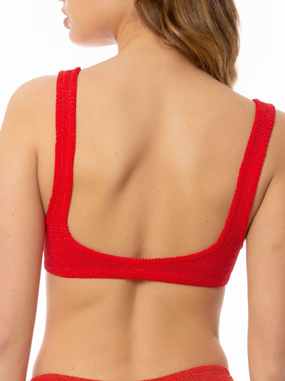 Mc2 Saint Barth Woman Red Crinkle Bralette Top Swimsuit In Red