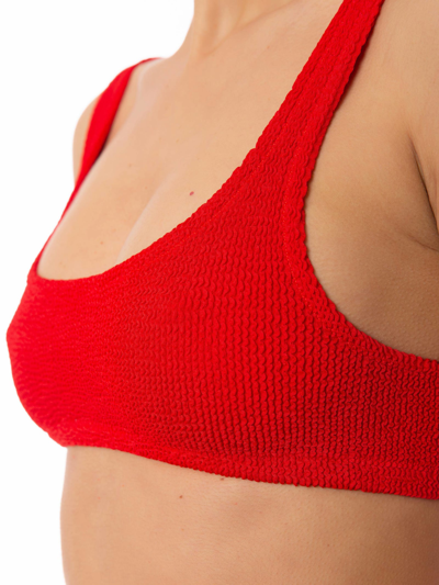 Shop Mc2 Saint Barth Woman Red Crinkle Bralette Top Swimsuit