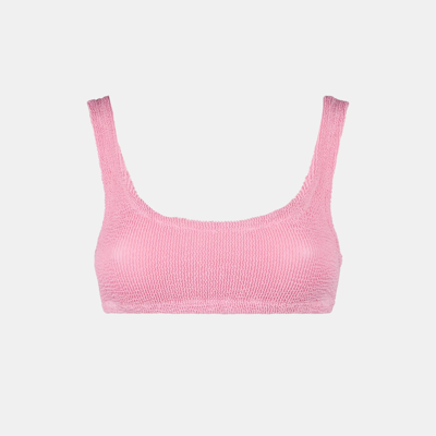 Mc2 Saint Barth Woman Pink Crinkle Bralette Top Swimsuit In Pink