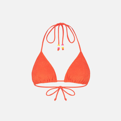 Shop Mc2 Saint Barth Woman Orange Terry Triangle Top Swimsuit With Charms