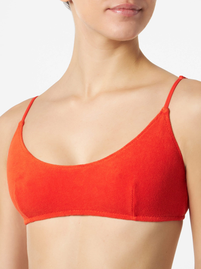 Mc2 Saint Barth Woman Orange Terry Bralette Swimsuit In Brown