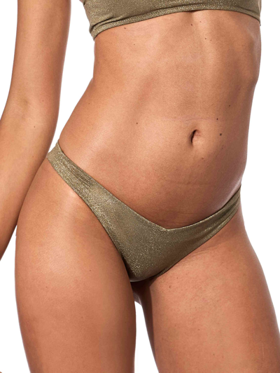 Shop Mc2 Saint Barth Woman Lurex Cheeky Swim Briefs In Brown