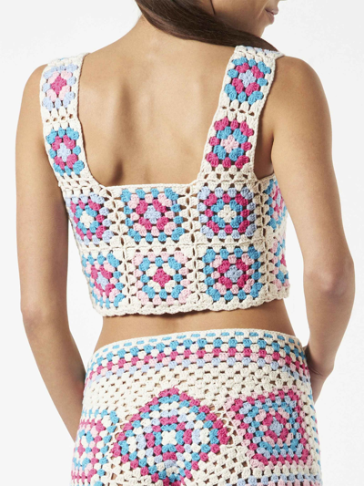 Mc2 Saint Barth Woman Handmade Crochet Top In White