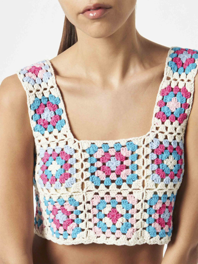 Mc2 Saint Barth Woman Handmade Crochet Top In White