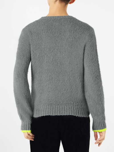 Mc2 Saint Barth Woman Grey Brushed Sweater With Embroidery In Grey