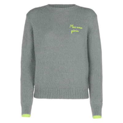 Mc2 Saint Barth Woman Grey Brushed Sweater With Embroidery In Grey
