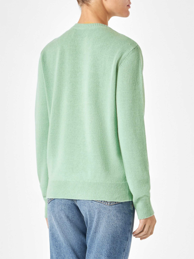 Mc2 Saint Barth Woman Green Sweater With Jacquard Print Niki Dj Special Edition In Green