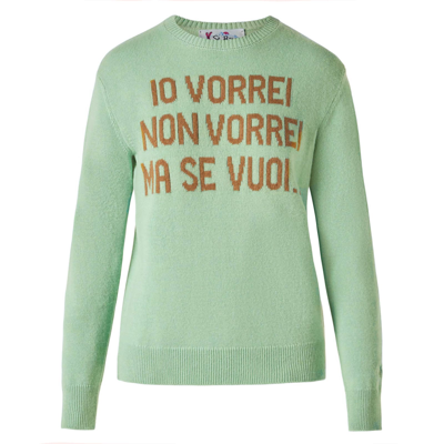 Shop Mc2 Saint Barth Woman Green Sweater With Jacquard Print Niki Dj Special Edition