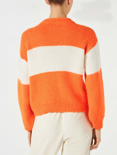 Mc2 Saint Barth Woman Fluo Orange Brushed Crewneck Sweater In Orange