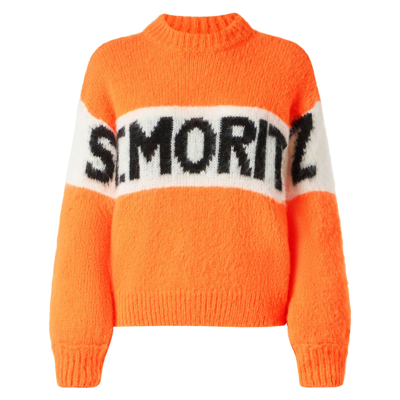 Shop Mc2 Saint Barth Woman Fluo Orange Brushed Crewneck Sweater