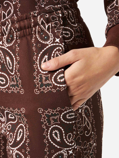 Mc2 Saint Barth Woman Fleece Pants With Brown Bandanna Print