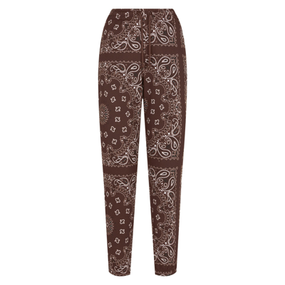 Mc2 Saint Barth Woman Fleece Pants With Brown Bandanna Print