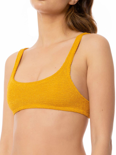 Shop Mc2 Saint Barth Woman Crinkle Bralette Top Swimsuit In Yellow