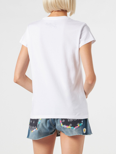 Mc2 Saint Barth Woman Cotton T-shirt With The Bride (maybe) Embroidered In White