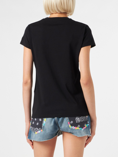 Mc2 Saint Barth Woman Cotton T-shirt With Embroidery In Black