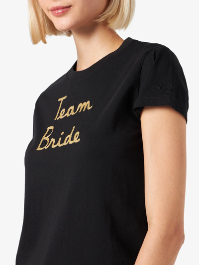 Mc2 Saint Barth Woman Cotton T-shirt With Embroidery In Black
