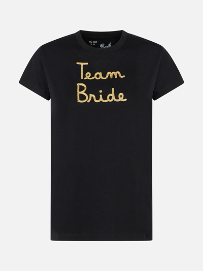 Mc2 Saint Barth Woman Cotton T-shirt With Embroidery In Black