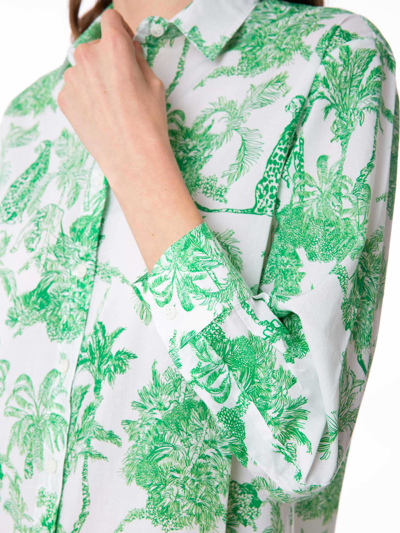 Mc2 Saint Barth Woman Cotton Shirt With Toile De Jouy Print In Green