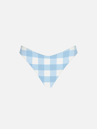 Mc2 Saint Barth Woman Cheeky Swim Briefs With Gingham Print In Blue