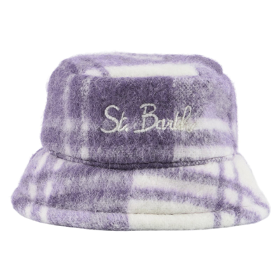 Shop Mc2 Saint Barth Woman Bucket Hat With Tartan Print In Pink