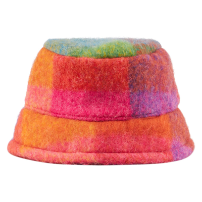 Shop Mc2 Saint Barth Woman Bucket Hat With Check Print In Multicolor